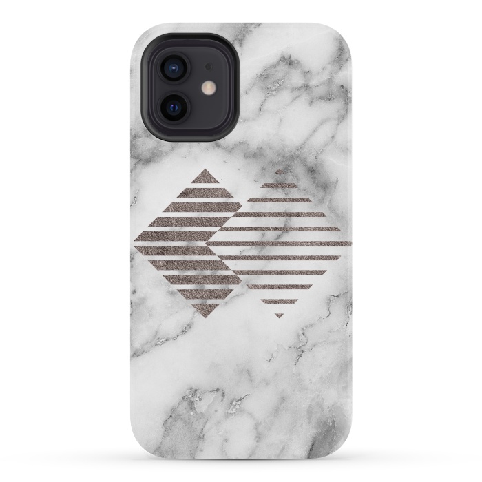 iPhone 12 StrongFit Geometrical Metal Shapes on Marble by  Utart