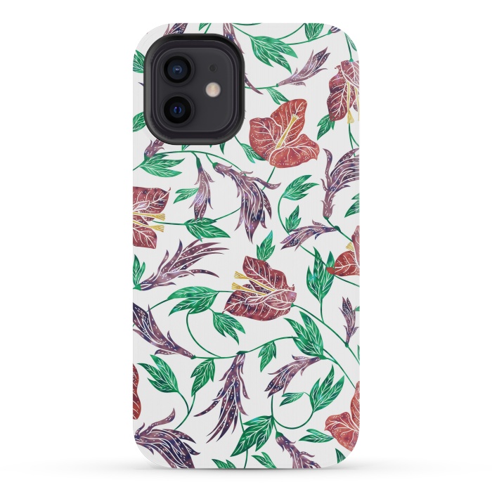 iPhone 12 mini StrongFit Tropical Flowers Pattern by Dushan Medich