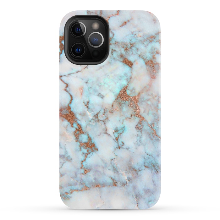 iPhone 12 Pro StrongFit White & Gold Faux Marble by Dushan Medich