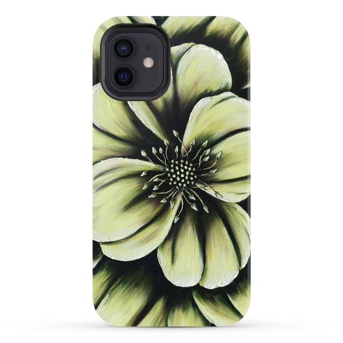 iPhone 12 StrongFit Green Flower by Denise Cassidy Wood