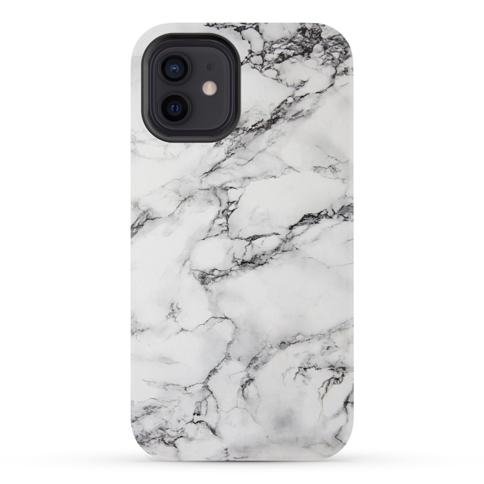 iPhone 12 mini StrongFit White Marble Stone Print by Dushan Medich
