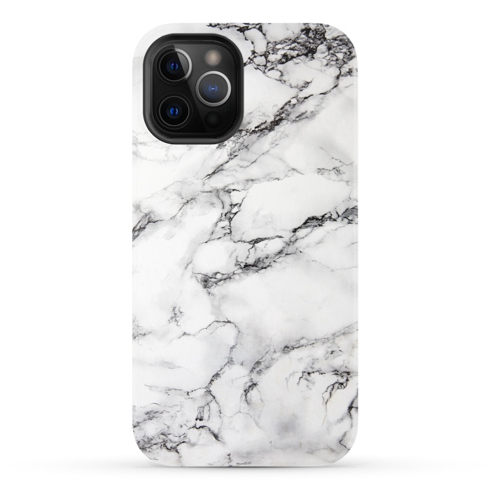 iPhone 12 Pro StrongFit White Marble Stone Print by Dushan Medich