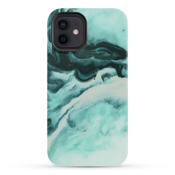 iPhone 12 mini StrongFit Abstract marbling mint by Mmartabc
