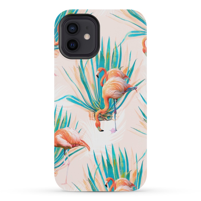 iPhone 12 mini StrongFit Anaglyph Flamingos with cactus by Mmartabc