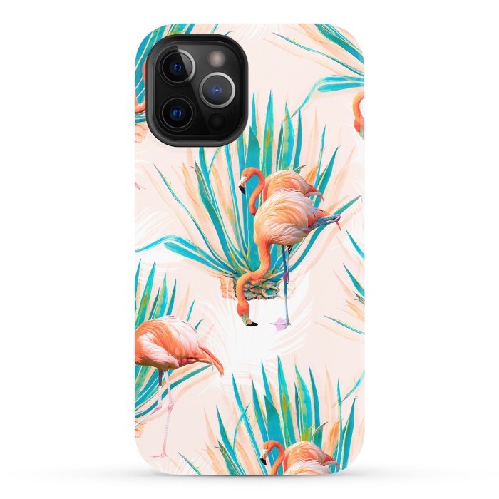 iPhone 12 Pro StrongFit Anaglyph Flamingos with cactus by Mmartabc