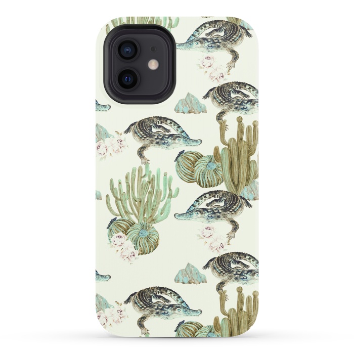 iPhone 12 StrongFit Crocodile pattern on the cactus by Mmartabc