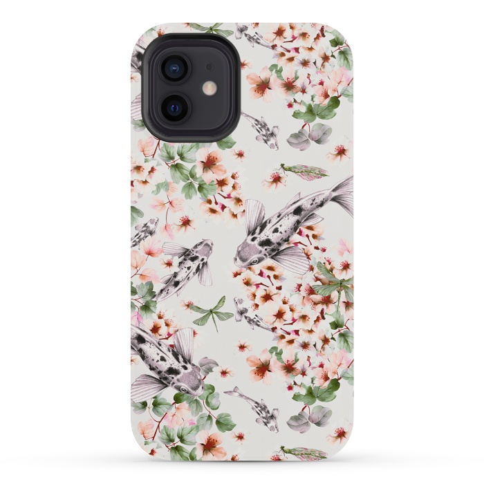 iPhone 12 mini StrongFit Asian pattern fish bloom by Mmartabc