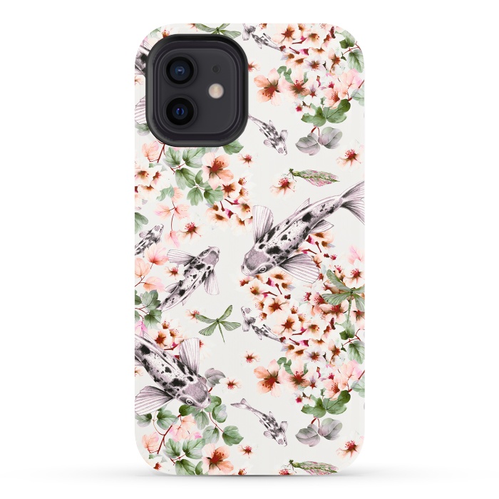 iPhone 12 StrongFit Asian pattern fish bloom by Mmartabc