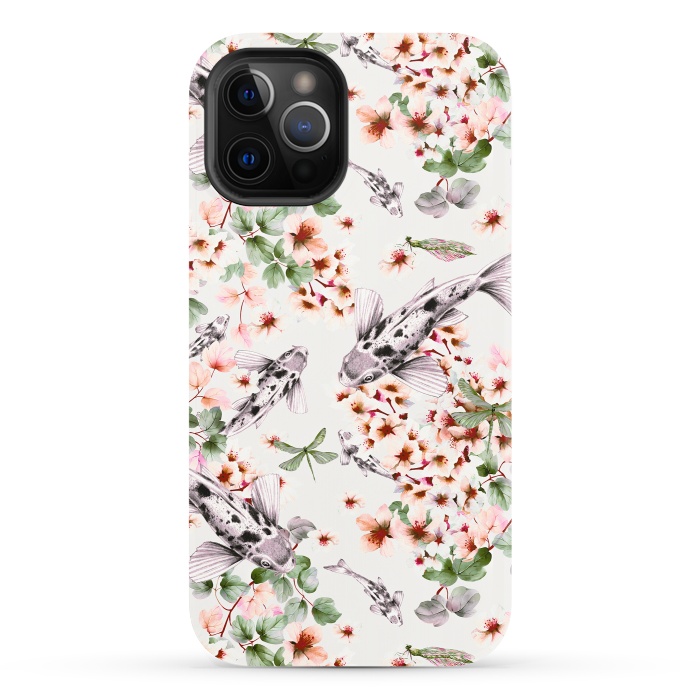 iPhone 12 Pro StrongFit Asian pattern fish bloom by Mmartabc