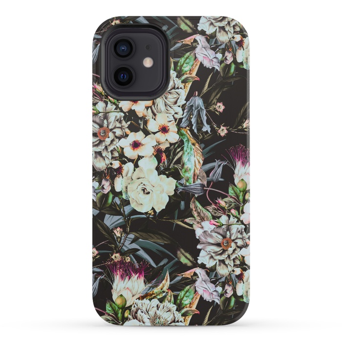 iPhone 12 mini StrongFit Dark flowery colorful bouquet by Mmartabc