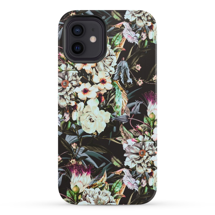 iPhone 12 StrongFit Dark flowery colorful bouquet by Mmartabc