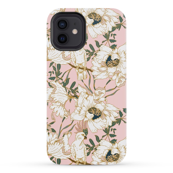 iPhone 12 mini StrongFit Exotic birds on flowers by Mmartabc