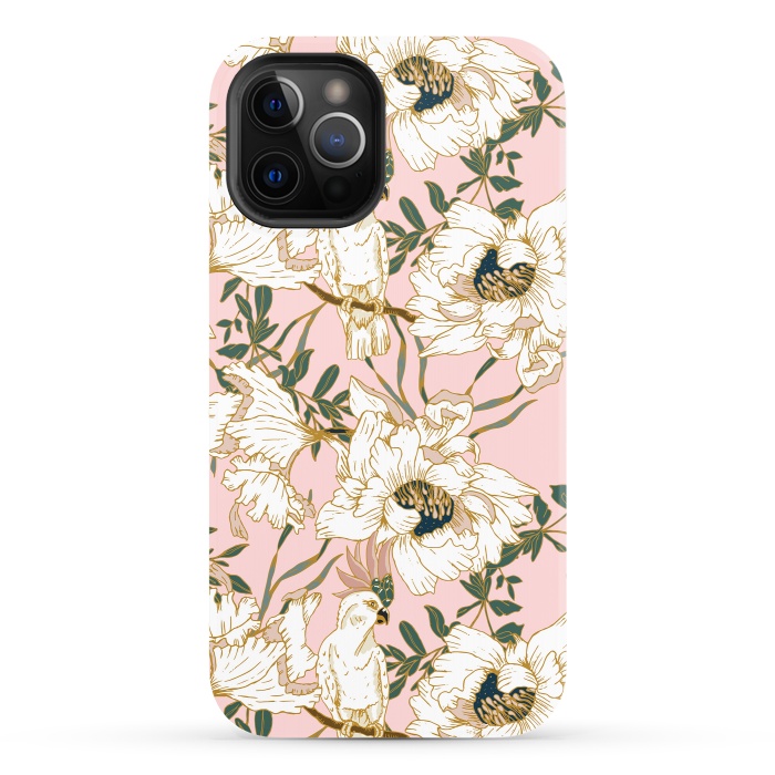 iPhone 12 Pro StrongFit Exotic birds on flowers by Mmartabc