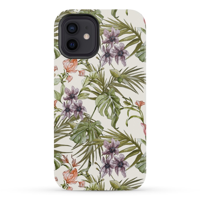 iPhone 12 mini StrongFit Watercolor tropical foliage by Mmartabc
