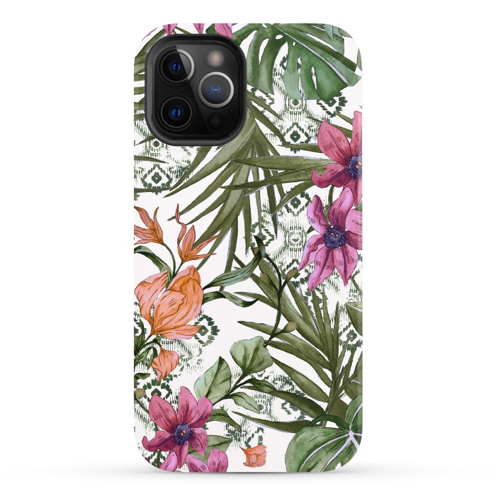 iPhone 12 Pro StrongFit Tropical tribal floral by Mmartabc