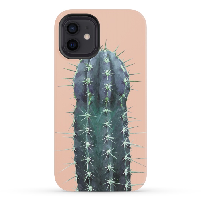 iPhone 12 mini StrongFit Cactus Illustration Pink Background by Alemi