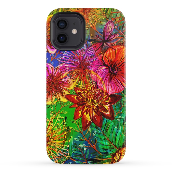 iPhone 12 mini StrongFit Colorful Flower Jungle by  Utart