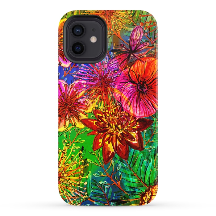 iPhone 12 StrongFit Colorful Flower Jungle by  Utart