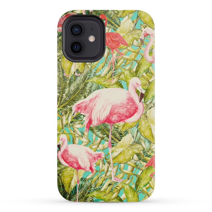 iPhone 12 mini StrongFit Aloha Tropical Flamingo Jungle by  Utart
