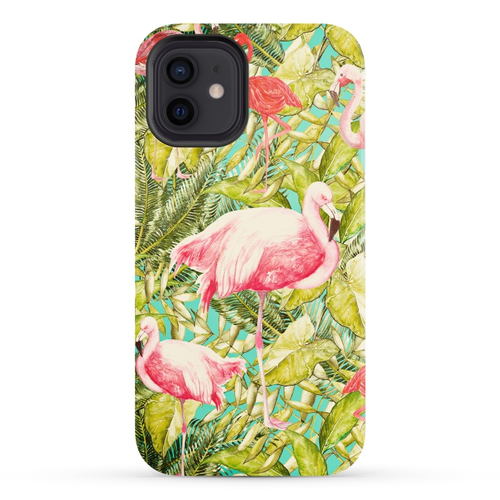 iPhone 12 StrongFit Aloha Tropical Flamingo Jungle by  Utart