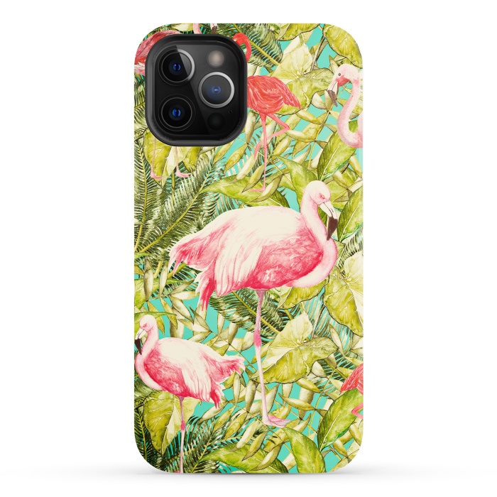 iPhone 12 Pro StrongFit Aloha Tropical Flamingo Jungle by  Utart