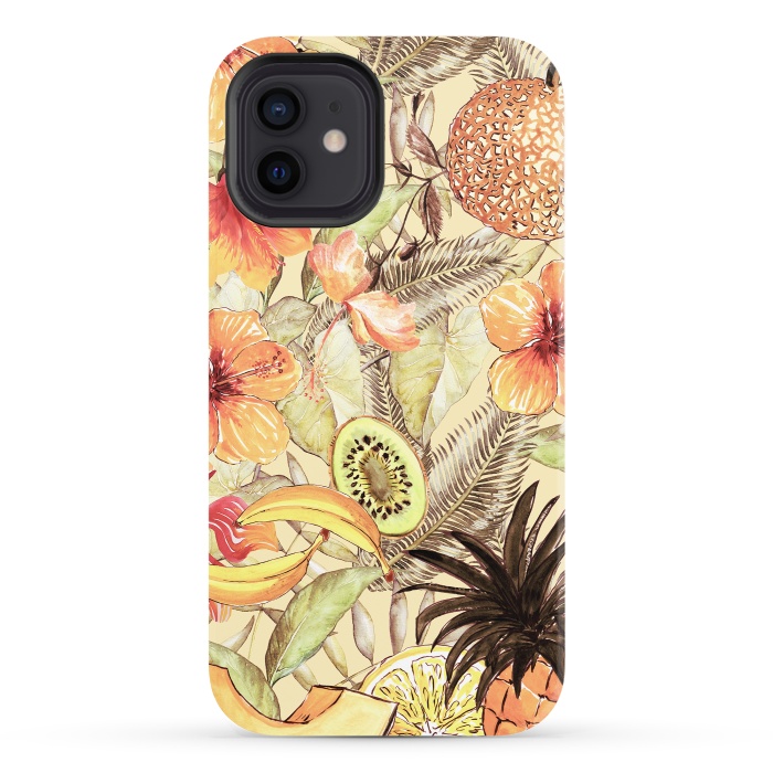 iPhone 12 StrongFit Aloha Retro Fruit and Flower Jungle by  Utart
