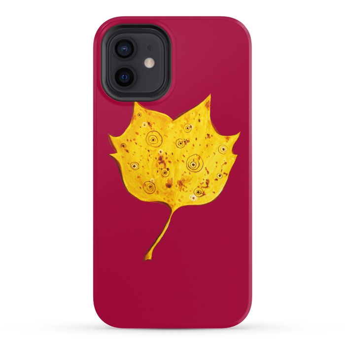 iPhone 12 StrongFit Fancy Yellow Autumn Leaf by Boriana Giormova