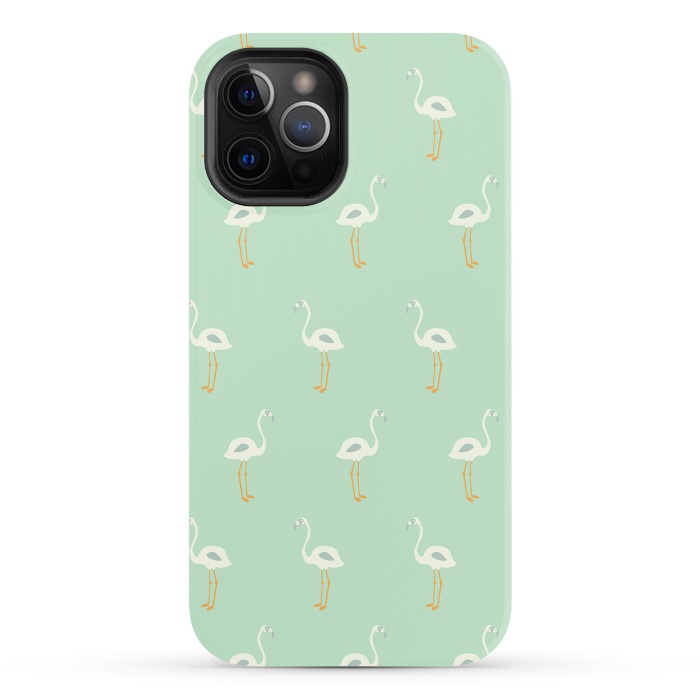 iPhone 12 Pro StrongFit Flamingo Mint Pattern 005 by Jelena Obradovic