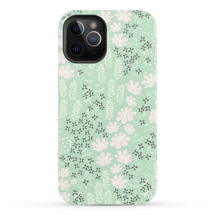 iPhone 12 Pro StrongFit Floral Mint Pattern 013 by Jelena Obradovic