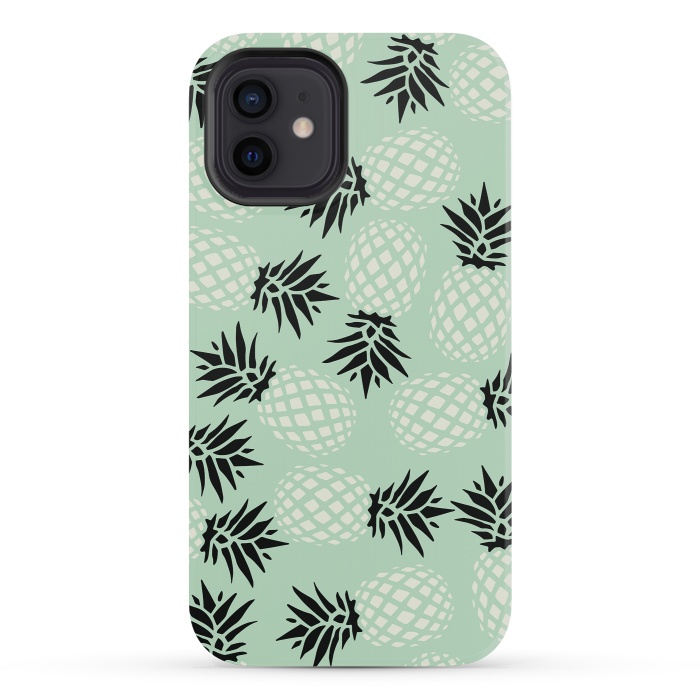iPhone 12 mini StrongFit Pineapple Mint Pattern 023 by Jelena Obradovic