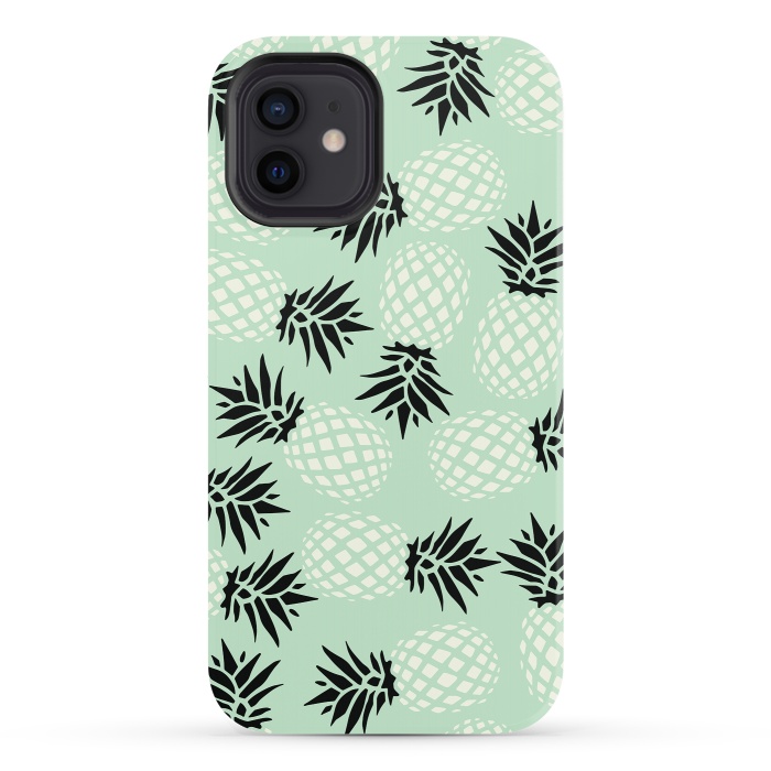 iPhone 12 StrongFit Pineapple Mint Pattern 023 by Jelena Obradovic
