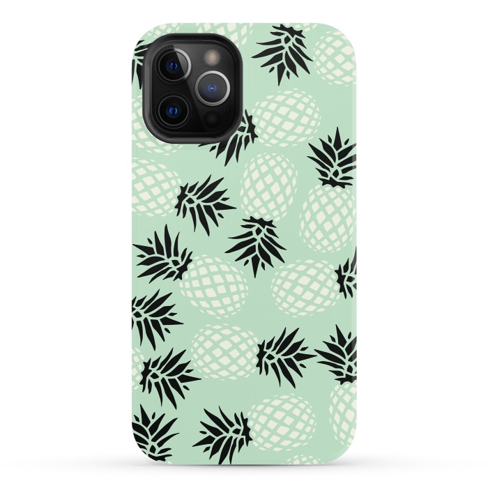 iPhone 12 Pro StrongFit Pineapple Mint Pattern 023 by Jelena Obradovic