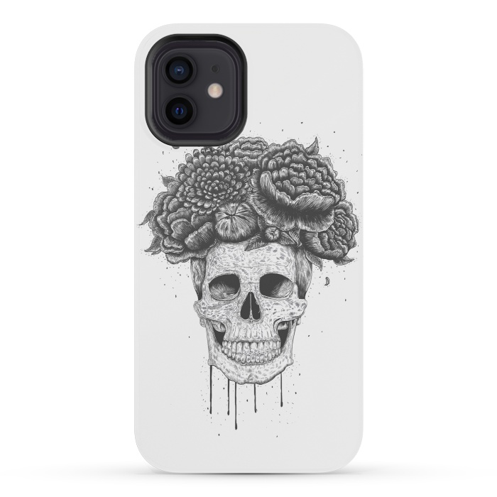 iPhone 12 mini StrongFit Skull with flowers by kodamorkovkart