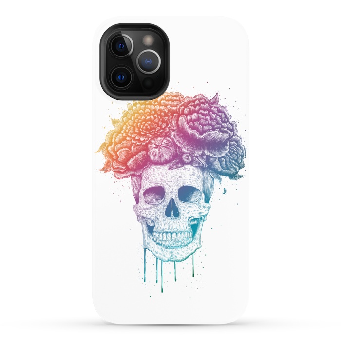 iPhone 12 Pro StrongFit Colorful skull with flowers by kodamorkovkart