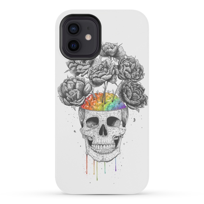 iPhone 12 mini StrongFit Skull with rainbow brains by kodamorkovkart