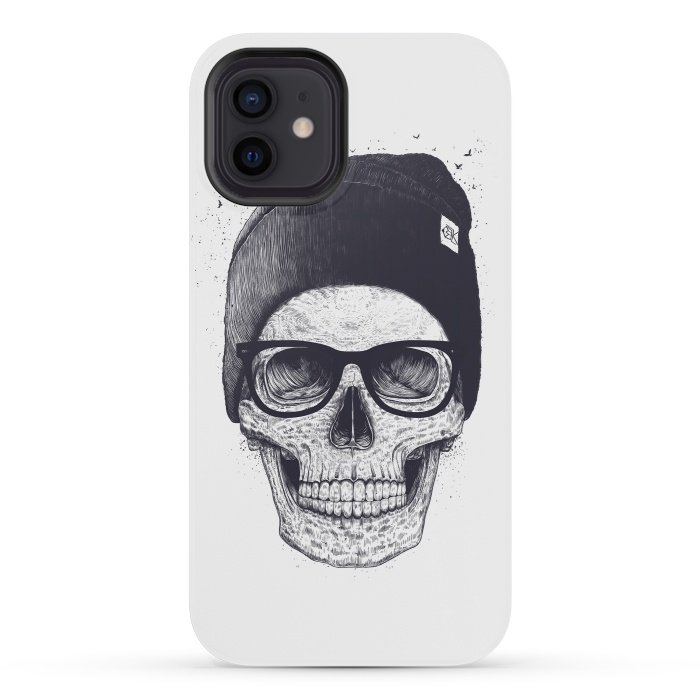 iPhone 12 mini StrongFit Black skull in hat by kodamorkovkart