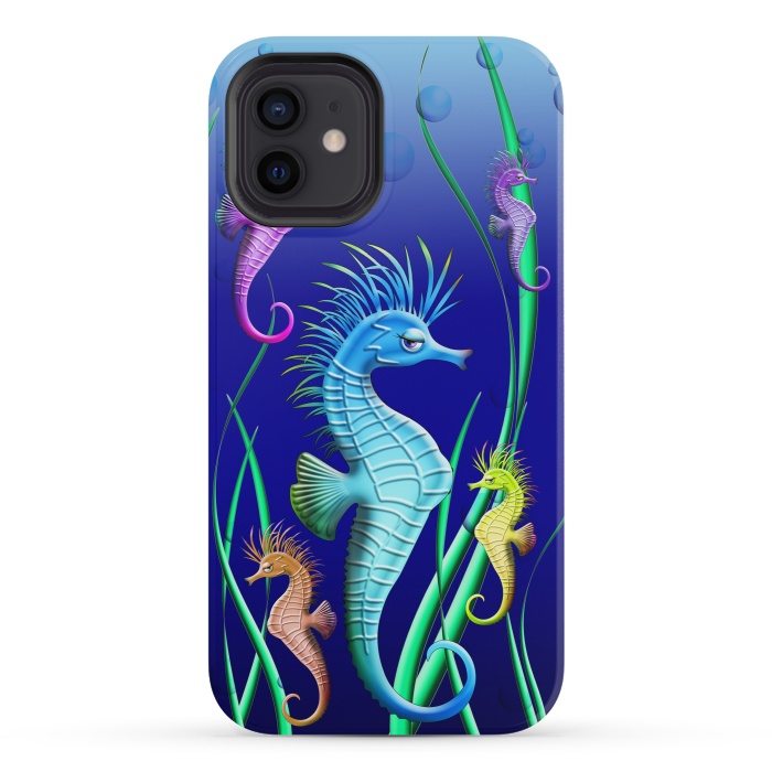 iPhone 12 mini StrongFit Seahorses Underwater Scenery by BluedarkArt
