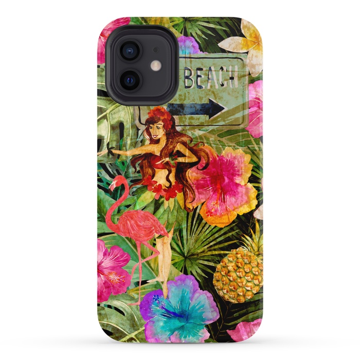 iPhone 12 StrongFit Vintage Hula Girl- To the Beach by  Utart