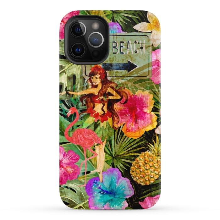 iPhone 12 Pro StrongFit Vintage Hula Girl- To the Beach by  Utart