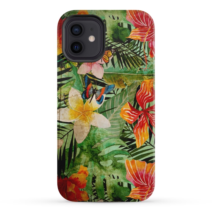 iPhone 12 mini StrongFit Retro Tropical Flower Jungle by  Utart
