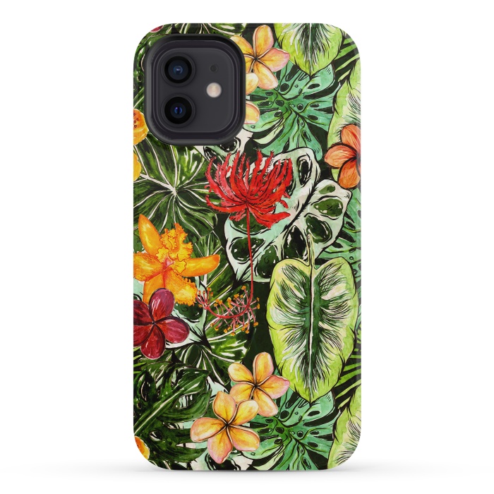 iPhone 12 mini StrongFit Vintage Tropical Flower Jungle Pattern by  Utart