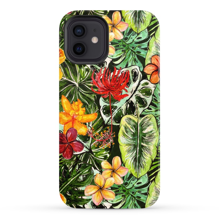 iPhone 12 StrongFit Vintage Tropical Flower Jungle Pattern by  Utart