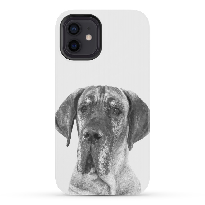 iPhone 12 mini StrongFit Black and White Great Dane by Alemi