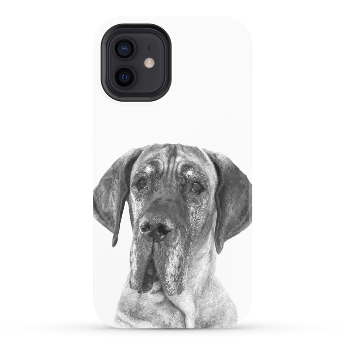iPhone 12 StrongFit Black and White Great Dane by Alemi