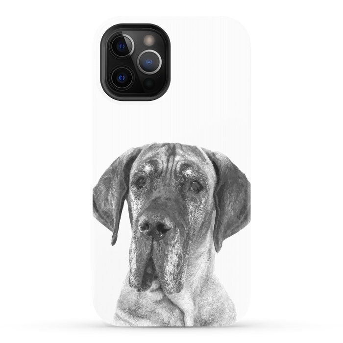 iPhone 12 Pro StrongFit Black and White Great Dane by Alemi