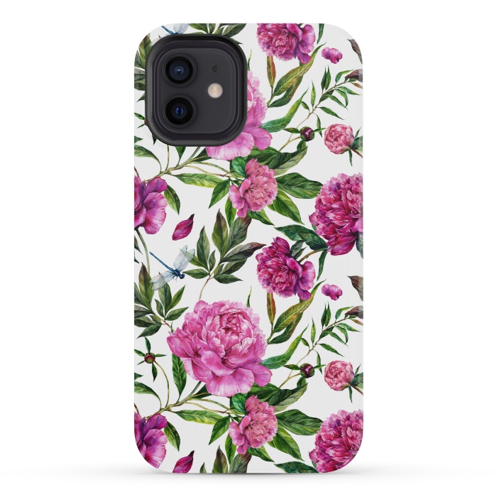 iPhone 12 mini StrongFit Pink Peonies on White by  Utart