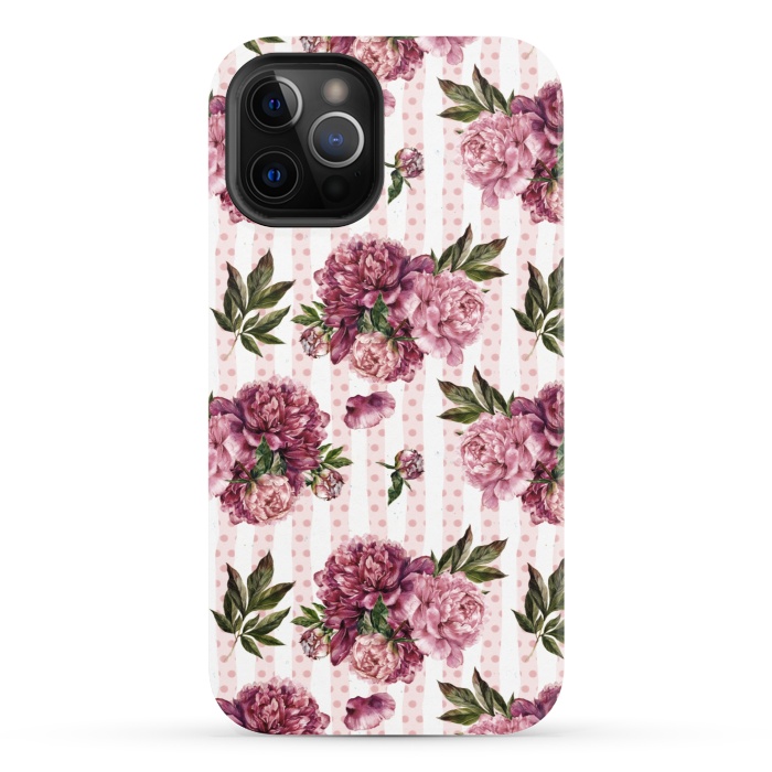 iPhone 12 Pro StrongFit Vintage Pink Peony Pattern by  Utart