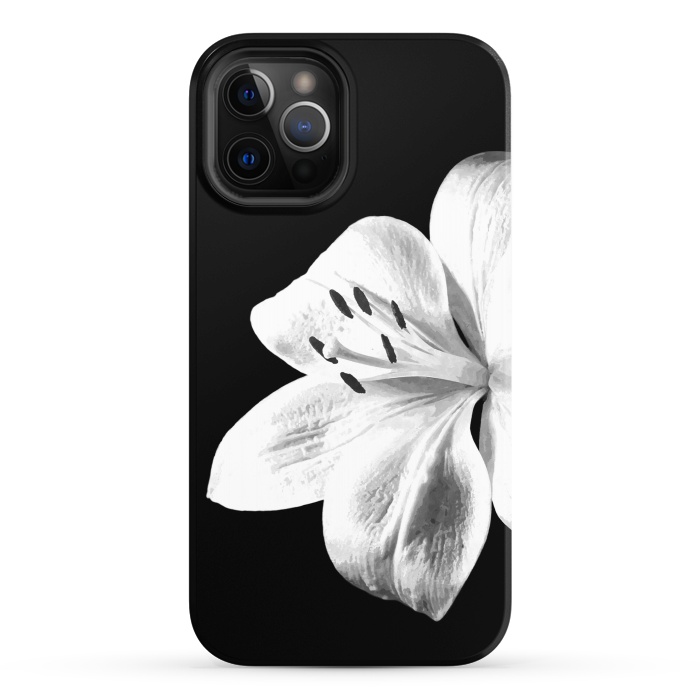 iPhone 12 Pro StrongFit White Lily Black Background by Alemi