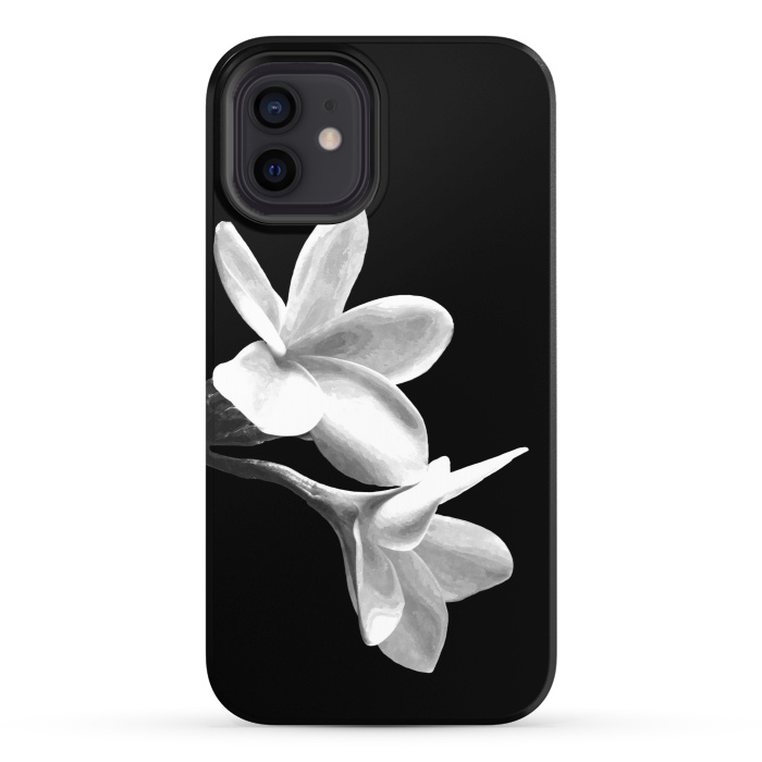 iPhone 12 StrongFit White Flowers Black Background by Alemi