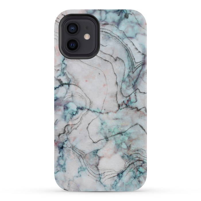 iPhone 12 mini StrongFit Teal and gray marble by  Utart